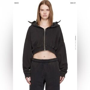 Entire Studios Black Cropped Full Zip Hoodie - Size XL